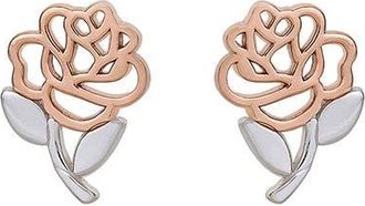 Disney Beauty and the Beast Rose Earrings in Silver, Rose Gold at Nordstrom