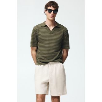 H&M Relaxed Fit Linen Shorts in Light Beige at Nordstrom, Size Xx-Large