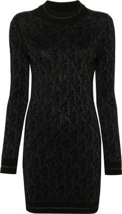 Palm Angels monogram-jacquard mini dress - women - Polyester/Viscose/Polyamide - S - Black