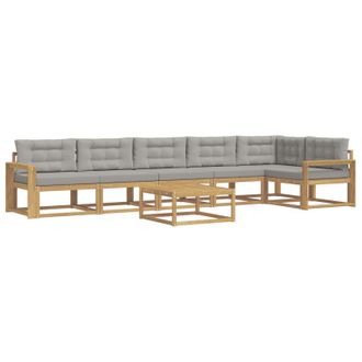 vidaXL Conjunto De Sof&aacute;s De Exterior 7 Pcs Blanco Y Gris Claro Vidaxl