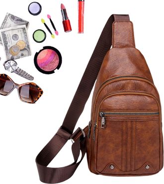 Generic Front Sling Bag - Travel Bag, Lightweight Leather Purse, Adjustable Strap Shoulder Pack, Functional Fashionable Backpack | For Work Weekend Outing Cit