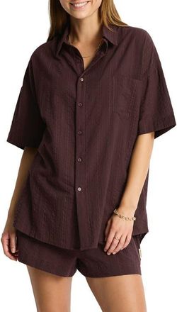 Sea Level Australia Cotton Cover-Up Shirt in Chocolate at Nordstrom, Size X-Small
