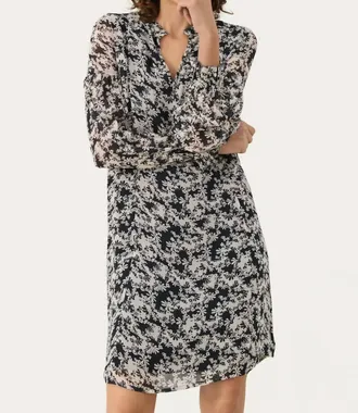Part Two Botella Dress In Dark Navy Contrast
