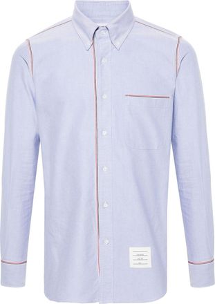 Thom Browne grosgrain-trim cotton shirt - men - Cotton/RDS Product Name: BLACK ORCHID EDP Division: TF (TOM FORD BEAUTY) ALCOHOL DENAT. - 2 - Blue