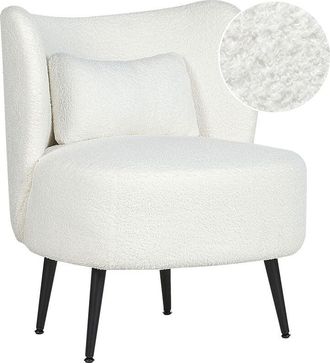 Beliani Beliani - Sillón salón asiento respaldo curvo diseño glamour bouclé tapicería patas negras blanco crema Otsby