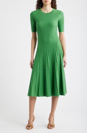 Elie Tahari The Wanda Fit & Flare Sweater Dress in Meadow at Nordstrom, Size X-Small