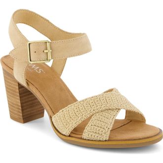 Toms Majorca Ankle Strap Sandal in Medium Beige Crochet at Nordstrom, Size 5.5