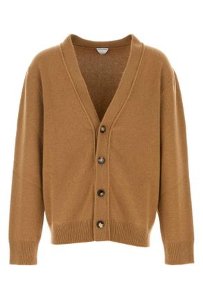 Bottega Veneta Camel Stretch Cashmere Blend Cardigan