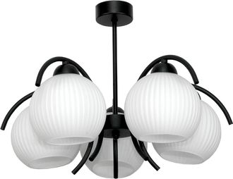 OEM L&aacute;mpara De Techo Colgante Negra Con Pantalla De Cristal Blanco 15-330 Dani