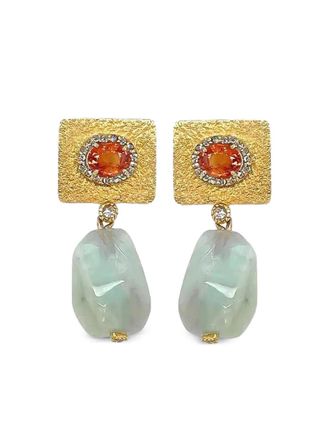 Coomi yellow gold sapphire and opal earrings - women - Sapphire/Opal/Yellow Gold - One Size
