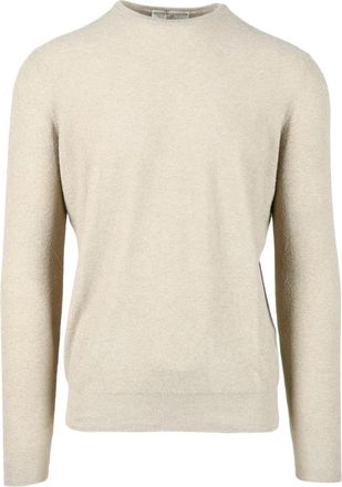FILIPPO DE LAURENTIIS Spons Effect Trui - Heren - Ronde hals truien - Beige - L - Katoen - Truien & Vesten