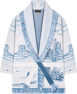 Alanui Cardigan Silent Rider con frange - Blu