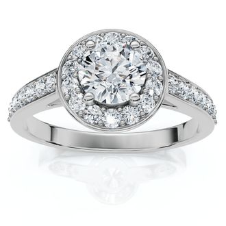 Pompeii3 1Ct Diamond Halo Engagement Ring 14k Gold or Platinum Lab Grown EF/VS