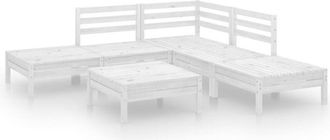 vidaXL 6 Piece Garden Lounge Set Solid Pinewood White Vidaxl