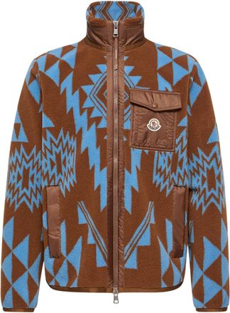 Moncler Moncler Geometric Teddy Zip-up Hoodie, Men, Brown, Size: 3xl