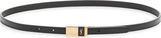 Saint Laurent New Logo Leather Belt in Black at Nordstrom, Size 90