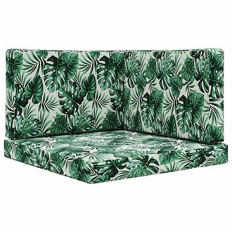 vidaXL Coj&iacute;n Para Sof&aacute; De Exterior 3 Pcs Patr&oacute;n De Hoja Poli&eacute;ster Vidaxl