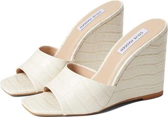 Steve Madden Veles Sandals Womens US 6 Bone Croco Square Toe Wedge Heel KHD752