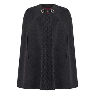 Gucci Silk wool cape with Horsebit - female - Gucci - Cardigans - Gray - M - Knitwear