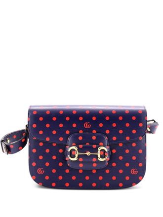 Gucci Horsebit 1955 Printed Leather Small shoulder bag - Blu