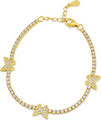 Savvy Cie Jewels Cubic Zirconia Pav&eacute; Butterfly Station Bracelet in Yellow at Nordstrom Rack