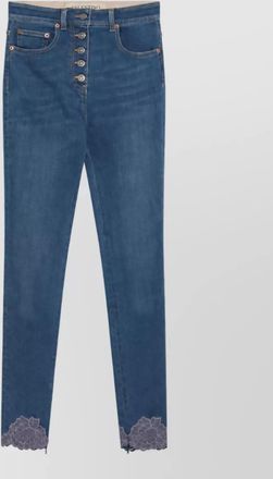 Valentino Garavani Valentino - high-rise slim-fit lace-trim denim jeans
