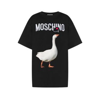 Moschino Goose Cotton Jersey T-Shirt - unisex - Moschino - T-Shirts - Black - 2XS - Tops