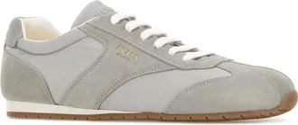 Prada Mens Grey Suede And Fabric Sneakers Nube