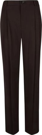 Elisabetta Franchi Geplooide Gabardine Broek - Dames - Slim Fit Broeken - Bruin - L - Leer - Broeken