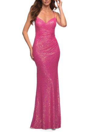 La Femme Sequin Long Prom Dress in Hot Pink at Nordstrom, Size 12