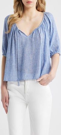 Rails Kirstie Stripe Split Neck Linen Blend Top in Barletta Stripe at Nordstrom, Size Xx-Large