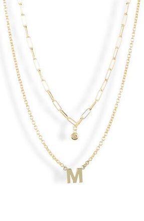 Meshmerise Diamond Initial Charm Necklace in Yellow-M at Nordstrom Rack