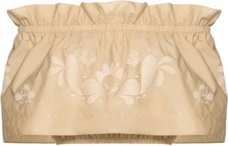 Twinset Top met blote schouders in popeline met borduursel - Dames - Tops zonder mouwen - Beige - XS - Tops