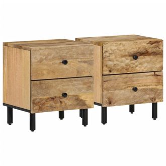 vidaXL Mesitas De Noche 2 Uds Madera Maciza De Mango 40x33x46 Cm Vidaxl