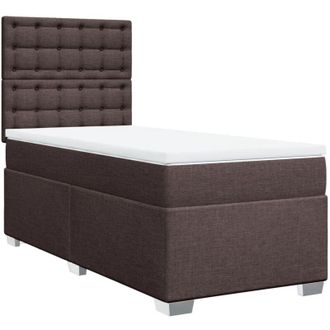 vidaXL Cama Box Spring Con Colch&oacute;n Tela Marr&oacute;n Oscuro 90x190 Cm Vidaxl