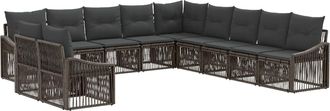 vidaXL Conjunto De Sof&aacute;s De Jard&iacute;n 11 Uds. Gris Rat&aacute;n Sint&eacute;tico Vidaxl