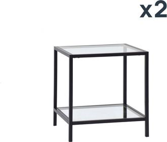 Klast Packs 2 mesitas de noche cristal transparente 50 cm x 55 cm cm