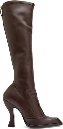 Etro square-toe boots - women - CALFSKIN/Brass/Polyurethane/Polyester/Calf Leather - 36 - Brown