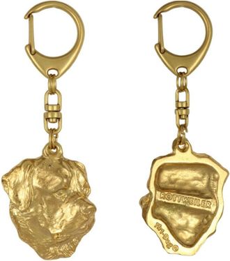 OEM Rottweiler I - Llavero De Perro Ba&ntilde;ado En Oro, Decoraci&oacute;n De Bolsos, Accesorio De Lujo De Art-dog