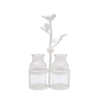 Foreside Home And Garden Winslet White Botanical Birds Vases at Nordstrom
