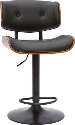 Miliboo Miliboo - Taburete de cocina de diseño regulable negro con madera oscura basile