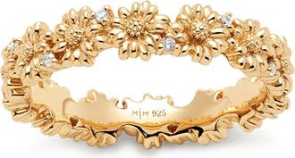 Made by Mary Cubic Zirconia Birthstone Flower Eternity Band Ring in Gold April at Nordstrom, Size 10