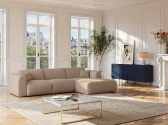 Vente-Unique Divano in Velluto a coste sottili Beige - Angolo a destra - POGNI di Maison C&eacute;phy di Maison C&eacute;phy