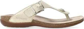 Mephisto Beige slide teen sandaal Alinda - Dames - Slippers - Beige - 38 EU - Leer - Schoenen