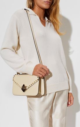 Valentino Garavani Leather Bag With Studs, Womens, Beige