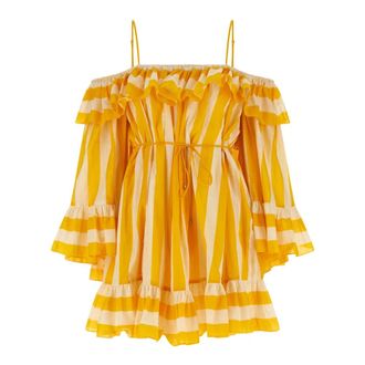 Zimmermann Short Dresses, female, Yellow, Size: XS Daylight Stripe Mini Dress