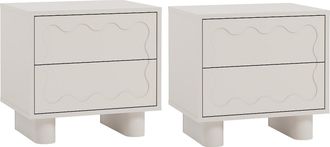 Vente-Unique Juego de 2 mesitas de noche - 2 cajones - MDF - Beige - ANEZA