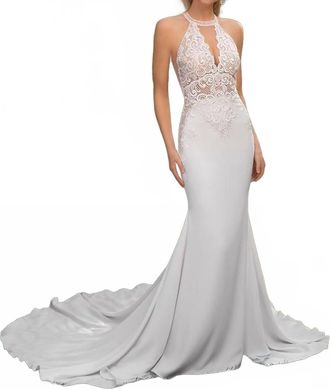 Casablanca Halter Neck Wedding Dress In Ivory