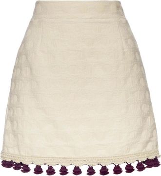 La DoubleJ Geborduurde Mini Rok - Dames - Korte rokken - Beige - XS - Katoen - Rokken