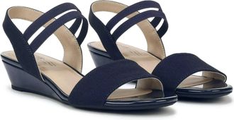 Life Stride Lifestride Yolo Strappy Womens Navy Blue Slip On Wedge Heel Sandals LION701